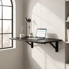 GENERICO - Escritorio Plegable de Pared 80x42 cm con Pasa Cable Escritorio Flotante para Home Office