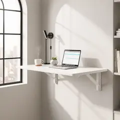 GENERICO - Escritorio Plegable de Pared 80x42 cm con Pasa Cable Escritorio Flotante para Home Office