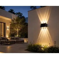 GENERICO - Lampara Solar Led Exterior Pared 6 Luces Led PD-6W
