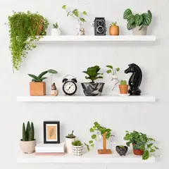 GENERICO - Set x3 Repisas Flotantes Blancas de 50 cm Modernas – Estantes de Pared para Sala y Hogar