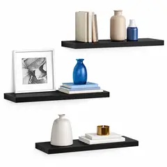 GENERICO - Set x3 Repisas Flotantes Negro de 50 cm Modernas – Estantes de Pared para Sala y Hogar