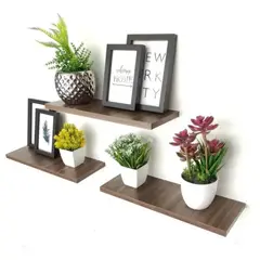 GENERICO - Kit Repisas Flotantes Modernas X3 Medidas Amaretto - Estantes de Pared para Sala y Hogar