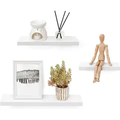 GENERICO - Kit Repisas Flotantes Modernas X3 Medidas Blanco - Estantes de Pared para Sala y Hogar