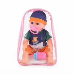 GENERICO - Muñeco Bebé Niño Con Mochila Transparente Y Accesorios