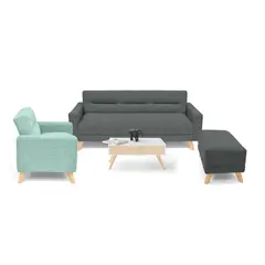 VENECIA - Juego de Sala Sion con Sofa cama Poltrona Puff y Mesa de Centro