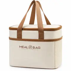GENERICO - Lonchera Térmica Portátil Meal Bag Grande con Aislamiento y Bolsillo Lateral