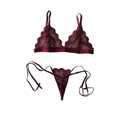PROVOCAME - Conjunto Ropa Interior Femenino Sexy Lenceria Erotica Tanga Amarrar Basico Vinotinto
