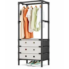 GENERICO - Organizador de Ropa Multifuncional con Perchero y 3 Cajones