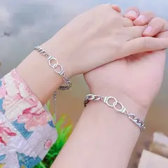 STAINLESS STEEL - Pulseras Para Pareja Esposas Plateadas En Acero Inoxidable + Caja