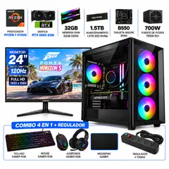 POWER GROUP - TORRE GAMER RYZEN 7 5700G - RTX 5060 8GB - 32GB RAM - 1.5TB SSD - B550 - 700W - MONITOR 24" 120Hz