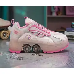GENERICO - Patines de 4 Ruedas Luminosas Mecanismo Ruedas de Plegado Interior Talla 32