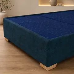 GENERICO - Base cama king 2x2 dividida color azul antifluido pata madera