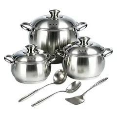 SWISSHOME - Juego 9 Piezas Ollas Acero Quirurgico
