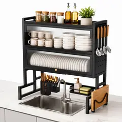 GENERICO - Escurridor De Platos Doble Gabinete Acero Inoxidable 85cm