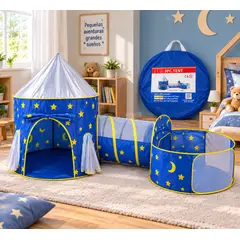 GENERICO - Carpa Infantil 3 en 1 con Túnel y Zona de Juegos – Castillo Plegable