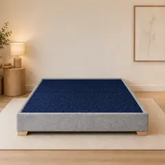 GENERICO - Base cama king 2x2 dividida color gris claro antifluido pata madera