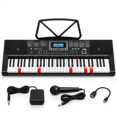 GENERICO - Teclado Organeta Musical Electrónico 61 Teclas Con Micrófono Pedal Y USB