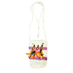 GENERICO - Mochila Tikuna Tejida en Fibra de Chambira -Terciar - para celular -objetos pequeños 17x13 cm