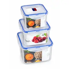 TRIPLE CLEAN - Set 3 Envases Plásticos Herméticos Para Alimentos Con Tapa