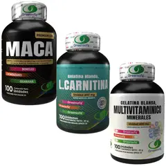 NATURAL ENERGY PRODUCTS - Maca + Borojó + Chontaduro, L-Carnitina y Multivitamínico Combo Energía y Vitalidad