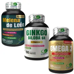 NATURAL ENERGY PRODUCTS - Melena de León + Ginkgo Biloba + Omega 3 Combo Cerebro Activo