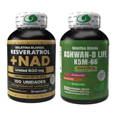 NATURAL ENERGY PRODUCTS - NAD + Resveratrol y Ashwagandha Combo Longevidad y Bienestar