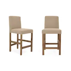 HOGAR VENECIA - Butacos de Barra Meru x2 Madera 48x105x54 cm en Tela Beige