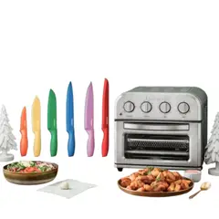 CUISINART - Horno Tostador Plateado TOA-28 + Juego de Cuchillos de Colores C55-01-12 de Cuisinart®