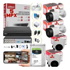 DAHUA - Kit Camaras Seguridad 5 Mpx Dvr 8ch + 4 Cámaras Hdd 1tb
