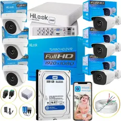 HILOOK - Kit Cctv Dvr 8ch + 6 Cámaras 1080p + Hdd 500 Gb