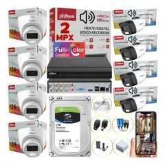 DAHUA - Kit De Camaras Seguridad 1080p Dvr 8ch+8 Cámaras Audio