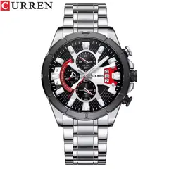 CURREN - RELOJ ORIGINAL ACERO CRONOGRAFO M8401 PLATEADO NEGRO