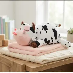 INFANTILES CAJUROMIX - Peluche Vaca Con Cobija Suave Y Acogedora