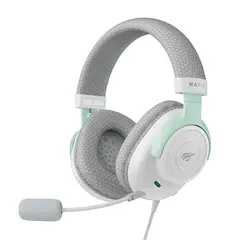 HAVIT - AUDÍFONOS GAMER H2230E DIADEMA BLANCOS 50MM CON MICRÓFONO DESMONTABLE 3.5MM PARA PS5 PS4 XBOX Y PC