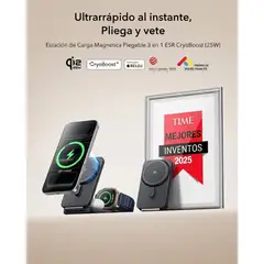 ESR - Cargador Inalámbrico Plegable 3 en 1 Qi2.2 para iPhone Negro