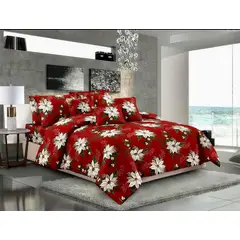 SIRENITAS - Juego de sabanas cama Sencilla Semi Doble Queen King Flores Navideñas