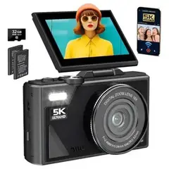 U BUY - Cámara Digital 5k 64mp Cámara Vlog Con Tarjeta Sd Y 2 Pzs