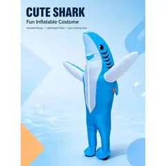 GENERICO - Disfraz Inflable de Tiburón para Adulto – Fiesta y Halloween Color Azul