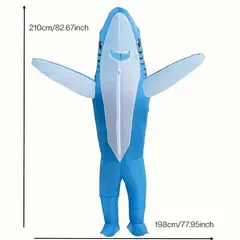 GENERICO - Disfraz Inflable de Tiburón para Adulto – Fiesta y Halloween Color azul