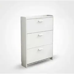 ANYHOGAR - Zapatero De Madera 3 Cajones 43x17x128cm Color Blanco
