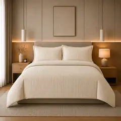 LILE - Duvet + Fundas Jacquard Collection Ondas Champagne