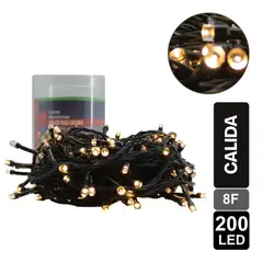GIO HOME - LUZ NAVIDEÑA CALIDA X 200 LED 8 FUNCIONES CABLE VERDE