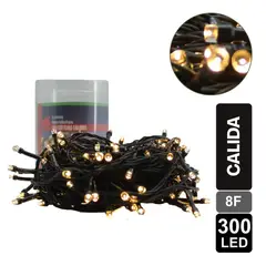 GIO HOME - LUZ NAVIDEÑA CALIDA X 300 LED 8 FUNCIONES CABLE VERDE