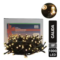 GIO HOME - LUZ NAVIDEÑA CALIDA X 1000 LED 8 FUNCIONES CON CABLE VERDE
