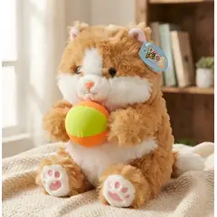 INFANTILES CAJUROMIX - Peluche Gato Con Pelota De Colores 30cm Amarillo