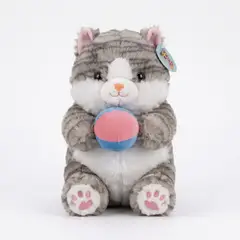 INFANTILES CAJUROMIX - Peluche Gato Con Pelota De Colores 30cm Gris