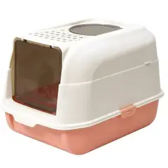 GENERICO - Arenero Para Gatos Cerrado Con Tapa Y Ventilación Salmon Mantra