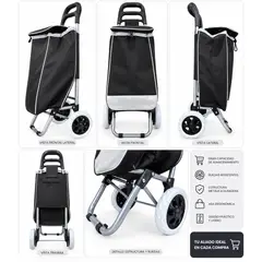 GENERICO - Carrito de Compras Plegable con Bolsa de Gran Capacidad y Ruedas – Mercado y Hogar