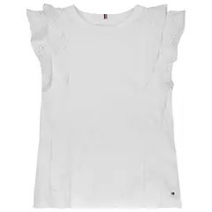 TOMMY HILFIGER - Camiseta blanca slim con mangas de diseño calado