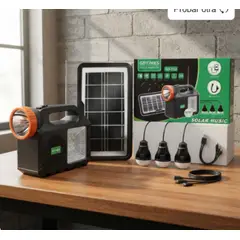 GENERICO - Kit Mini Planta Solar Con Radio Bluetooth Panel y Bombillos Carga USB